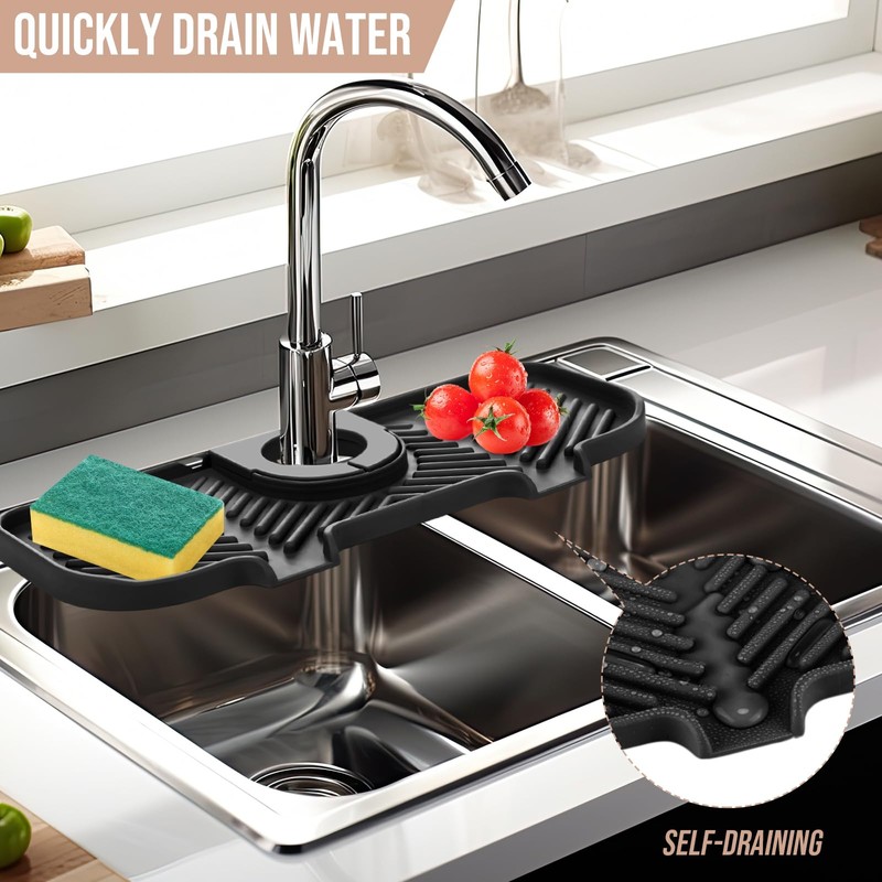 2 Pcs Silicone Faucet Splash Guard 10.6 ” x 4.3”