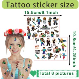 Children's Tattoos, 8 Sheets, Skin-Friendly Temporary Stickers, Tattoo Stickers, Suitable as a Gift Decoration for Birthday Parties for Boys and Girls