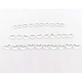 Pokinge 150Pcs Transparent 3D Heart Nail Charms, Resin Material, 5mm, 6mm, 8mm Sizes, Nail Art Rhinestones