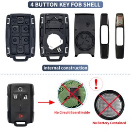 Key Fob Case for Chevy Silverado 1500 2500 3500 HD Colorado GMC Sierra Canyon 2021 2020 2019 2018 2017 2016 2015 2014 M3N-32337100 Keyless Entry Remote Key Shell Replacement 4 Button Pad Cover - Black