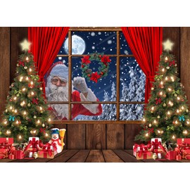 LYWYGG 7x5FT Christmas Backdrop Santa Claus Christmas Tree Backdrop Christmas Family Dinner Backdrop Photography Studio Photography Props CP-545