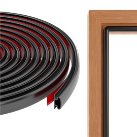 Weather Stripping Door Seal Strip, Self-Adhesive Door Weather Stripping Strip, Soundproof D Shape Waterproof Weatherstripping for Door Frame Windows Insulation