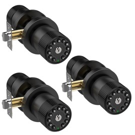 BOTHSTAR 3 Pack Black Key Alike Keyless Electronic Door Knobs with Backlit Keypad, Heavy-Duty Lock, Auto-Lock, Weather Resistant