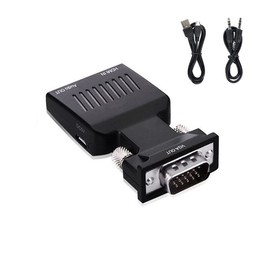 HDMI to VGA Male Video Adapter Female Cable Converter with Audio HD 1080P, Built-in Active IC Chip for Enhanced Compatibility