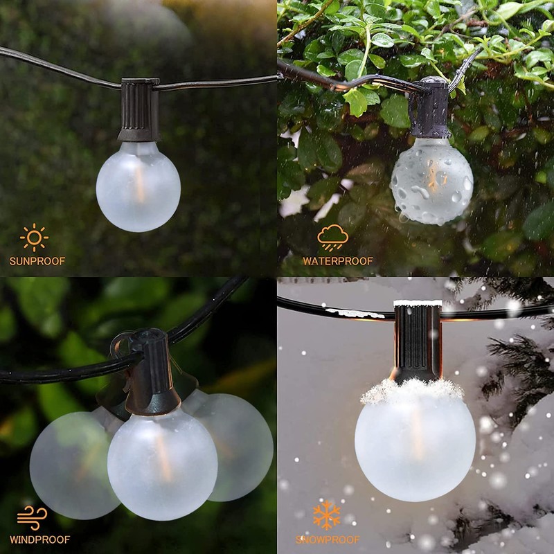GOOTHY G40 LED Globe String Lights, 25Ft Outdoor Porch Frosted