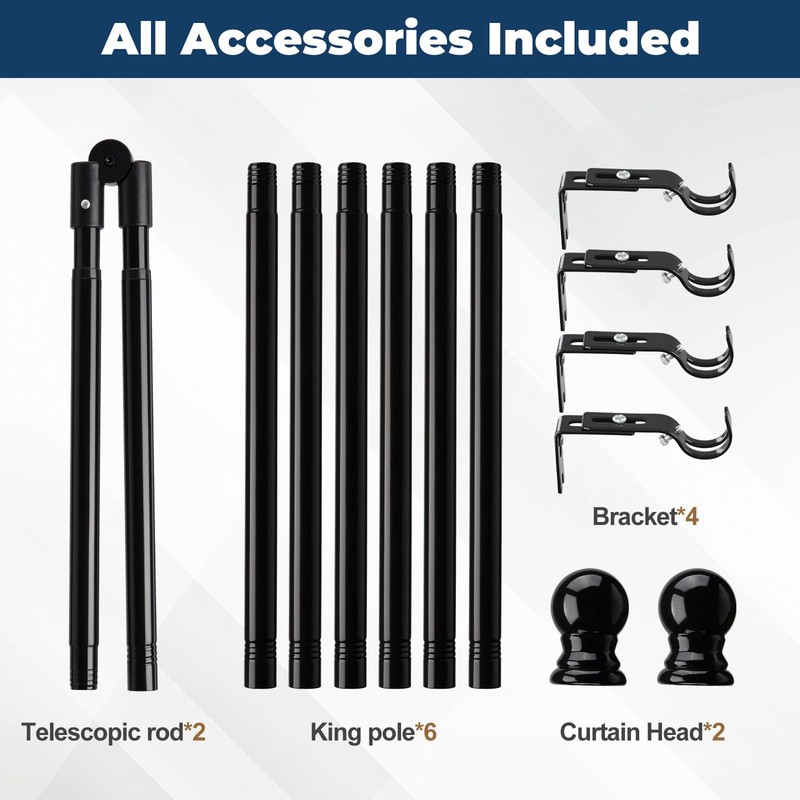 Corner Curtain Rod for Windows 30 to 136 Inches, Adjustable