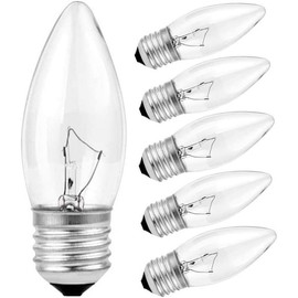 60W Incandescent Torpedo Tip Chandelier - Crystal Clear, Torpedo TipIncandescent Clear Dimmable Light Bulbs and Medium E26 Candelabra Base ，ge Light Bulbs 60W, Ceiling Fans & More(6PACK)