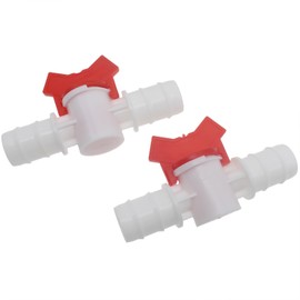 FDXGYH 2pcs Barbed Ball Valve 3/4-Inch ID in-Line Ball Valve Shut-Off Switch with Hose Barb (White)