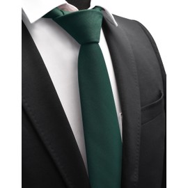 GUSLESON Mens Emerald Green Tie for Wedding Solid Tartan Woven TR Material Dark Green Tie (1032-32)