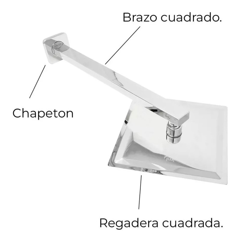 IML Kit Regadera Cuadrada Lluvia Moderna Con Tubo 40cm Lujo