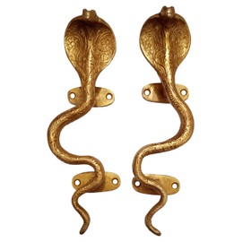 Purpledip King Cobra Brass Door/Window/Cupboard Handles - Opposite - Pack of 2 (11135A)