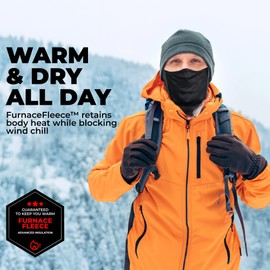 Tough Headwear Half Ski Mask - Fleece Lined Winter Face Mask - Stretch Neck Gaiter for Cold Weather Gear - Skiing Accessories - Gray