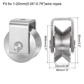 uxcell V Groove Wheel Pulley 304 Stainless Steel, 2.7" Dia Track Wheel Pulley Block Loading 2000lbs for Sliding Gate, Industrial Machines, Groove Width 0.98"