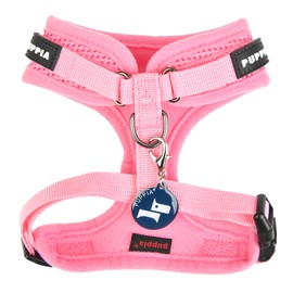 Puppia Soft Superior Dog Harness Air Mesh Over-The-Head All Season No Pull No Choke Walking Training Adjustable Neck & Chest for Small & Medium Dog - Pink - L