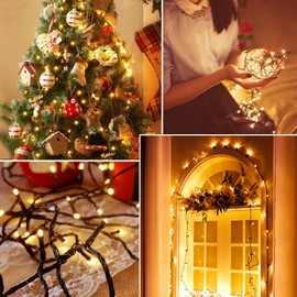 Pooqla Warm White Christmas Lights, 200 LED 66 ft Twinkle Fairy String Lights with for Indoor Outdoor Decor, 8 Modes Connectable Holiday Fairy Lights for Home Yard Patio Party Xmas Tree Decor