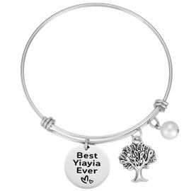 HUTIMY Yiayia Bracelet Gifts for Grandma Bangle World'S Best Yia Yia Birthday Jewelry for Yiayia Jewelry