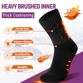 Eyean Women Heated Socks Ski Winter Soft Thermal Hiking Snowboarding Boot Thick Insulated Socks 3 Pairs (3 Pairs Black/White/Grey)