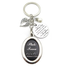 simdes Bridal Wedding Memorial Bouquet Charm Wedding Bouquet Charm for Wedding Memory Photo Frame Memorial Keychain (Onweddingday-Oval)