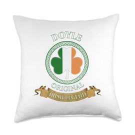 Irish Doyle Family Shamrock Designs Original Irish Legend-Doyle Ireland Family Surname Throw Pillow, 18x18, Multicolor