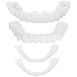 1 Pairs Clip in Instant Veneers Dentures Fake Teeth, Veneers Teeth Top and Bottom Set, Missing Tooth Replacement Kit Confident Smile Comfortable Dentures for Men and Women