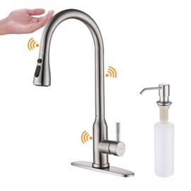 Touch Kitchen Faucet,KEER Smart Kitchen Sink Faucet with Pull Down Sprayer, Touch on Activated Kitchen Bar Sink Faucet Brushed Nickel, Stainless Steel (Brushed Nickel)