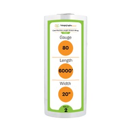 PSBM Machine Stretch Wrap, 2 Pack, 19.7 Inch x 6000 Feet, 80 Gauge, Clear Plastic Cling, Cast Stretch Film Rolls for Packaging Packing Pallets