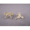 Gold tone rope knot knotted ribbon bow twist stud post