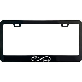 ZzUSoo Infinity Forever Love Family Heart License Plate Frame, 12 X 6 Inch Black Stainless Steel Car Accessories for Women/Men, with 2 Holes & Screws