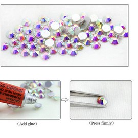 3 Pack 6 Size Nail Art Decoration Rhinestones Diamante Flat Back Glass Not Plastic Crystal AB Mixed Colour Gems