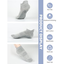 Pilates Grip Socks for Women Men Size 9-11 Yoga Socks Accessories Non Slip Grippy Socks Soccer Womens Hospital Barre Black Barefoot Socks Grippers Postpartum Essentials Non Skid Socks Elderly Gift 6GS