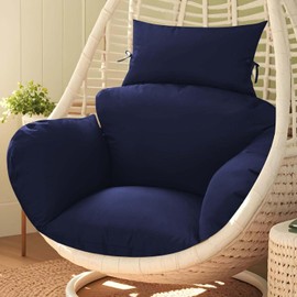 Outdoor Patio Hanging Egg Chair Cushion Replacement, Blue Thicken Cotton Hanging Basket Chair Cushions Indoor Waterproof Egg Chair Cushion 47x31.5x4.7 inch (Blue)