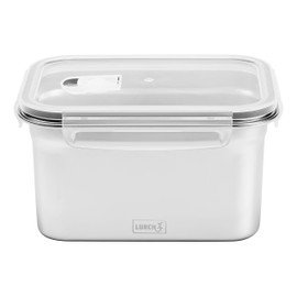 Lurch 240895 Lunch Box Safety/Storage Box Made of High-Quality Stainless Steel with BPA-Free Plastic Lid 2000 ml, Clear