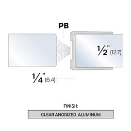 Clear Anodized Meeting Stile for 1/2'' Thick Glass Door (7731CA), with Grey Pile Brush (96'')