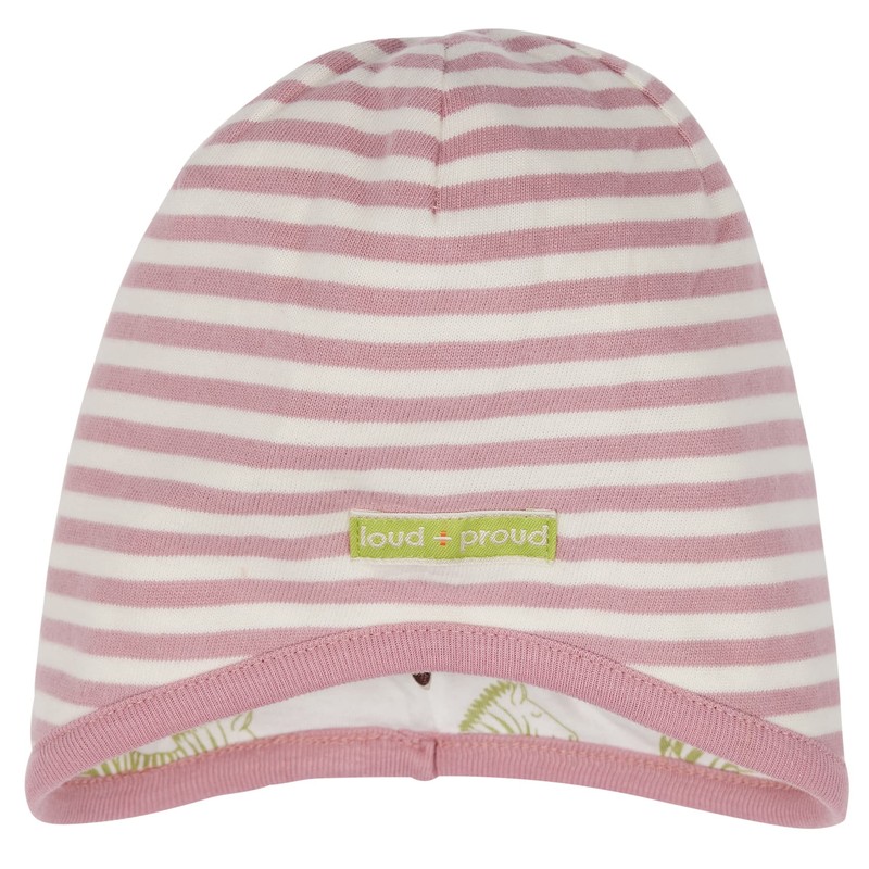 loud + proud Girls' Reversible GOTS Certified Hat, Aster