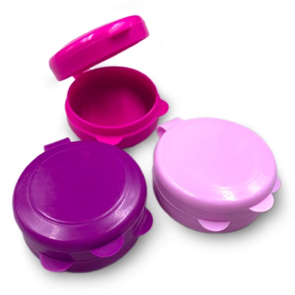 3 Pack - Open Lid Round Pill Box Organizer Pocket Small case Holder,Daily containers. Medicine Holder, Ideal for Medication, Vitamin, Supplement, Perfect Travel