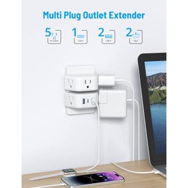 TROND Multi Plug Outlet Extender with USB - 2 Pack Multiple Outlet Splitter, 3 Way Outlet Wall Adapter, Cruise Essentials, Small Plug Expander for Cruise Ship Travel Home Office Dorm Room