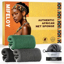 Esponja de red africana Mifeloy Paquete de 3 estropajos exfoliantes corporales