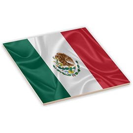 Sam Sandor 8 Inch Ceramic Tile Art - Mexico Flag