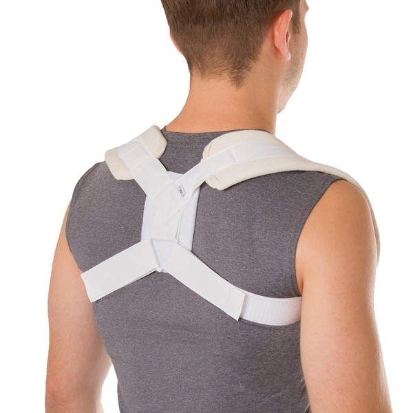 BraceAbility Figure 8 Clavicle Brace & Posture Corrector | Broken Collarbone Sling for Injuries & Fractures, Shoulder Support Strap for Upper Back Straightening (Medium)