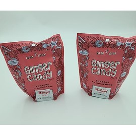 Candy Chews (2-Pack)- (2) Gem Gem 5oz Bags - All-Natural, Non-GMO, Gluten Free, Vegan, Real Indonesian Kettle Cooked Ginger | The Perfect Chewy Sweet with a Kick!_AB