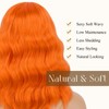 FESHFEN Bob Wig with Bangs, Orange Shoulder Length Wavy Wig