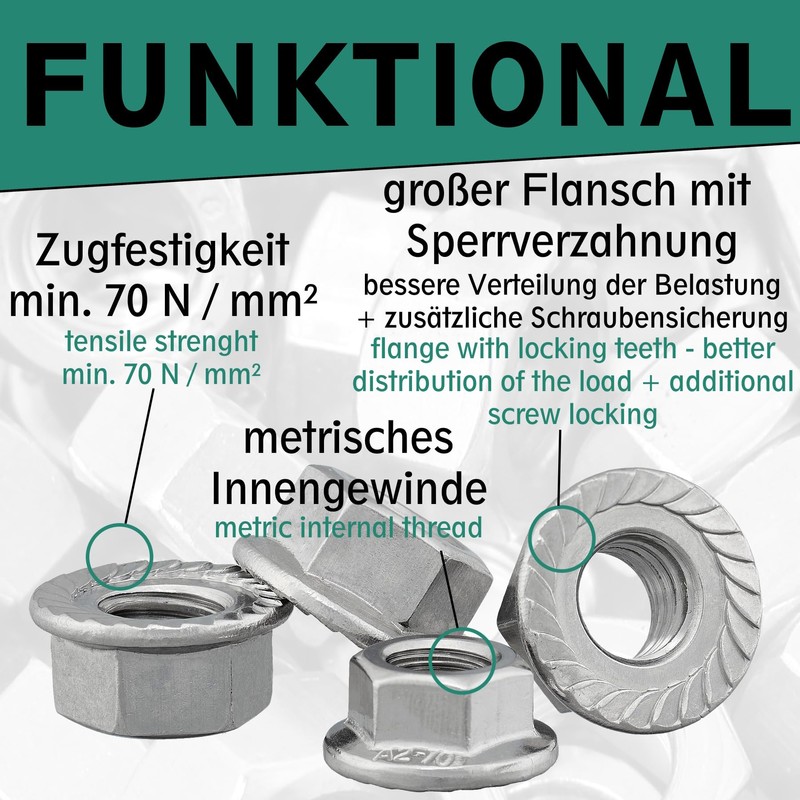 Flange Nut with Locking Toothing According to DIN 6923 /
