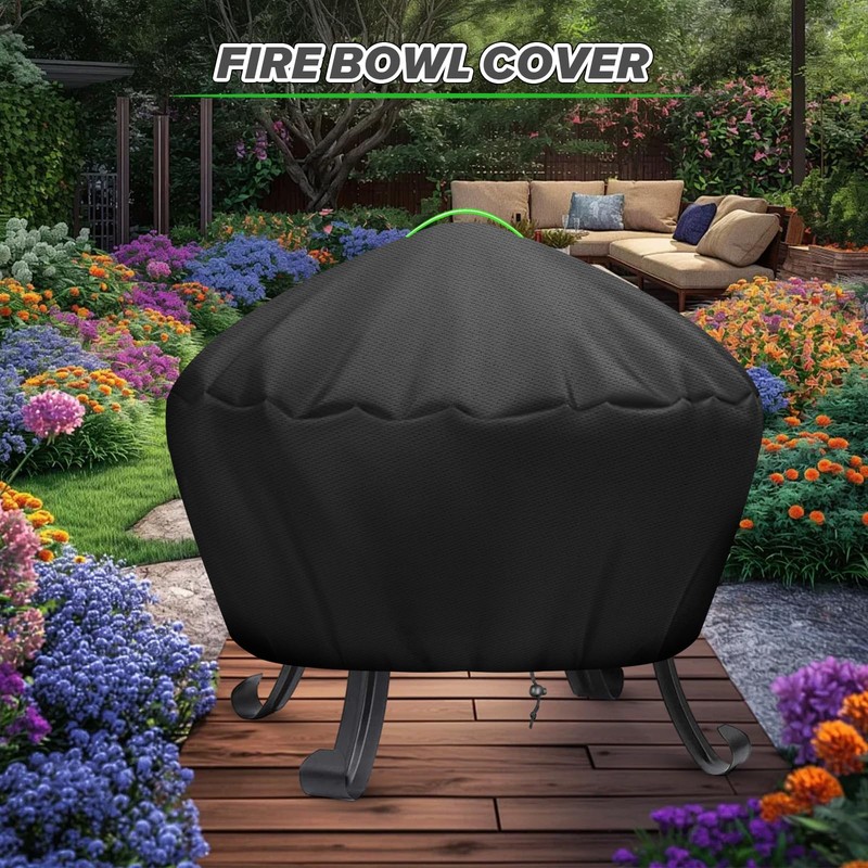 MaxAwe Round Fire Pit Cover, 77x31cm 600D Oxford Fabric Polyester