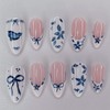French Tip Press on Nails Medium Almond White Fake Nails