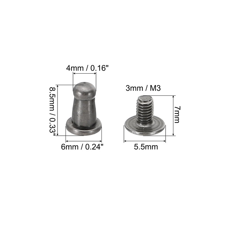 PATIKIL 4mm Leather Rivets, 100 Sets Round Button Head Studs