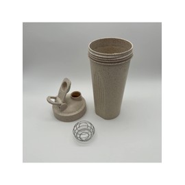 Travel Portable Wheat Straw Personal Fitness Protein Shaker Bottle