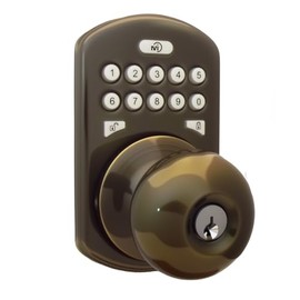Keyless Entry Door Lock, Digital Door Knob with Keypad Electronic Smart Locks with 15 User Codes for Bedroom Front Doors, One-Touch Locking, Easy Installation (Antique Brass)