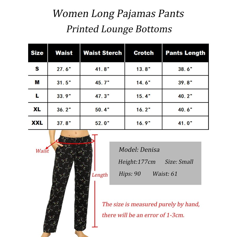 ENJOYNIGHT Women Cotton Lounge Pants Comfy Pajama Bottoms With Pockets&Drawstring(Black