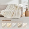Dual-Sided Faux Rabbit Fur Throw Blanket, 50" x 60", Cream