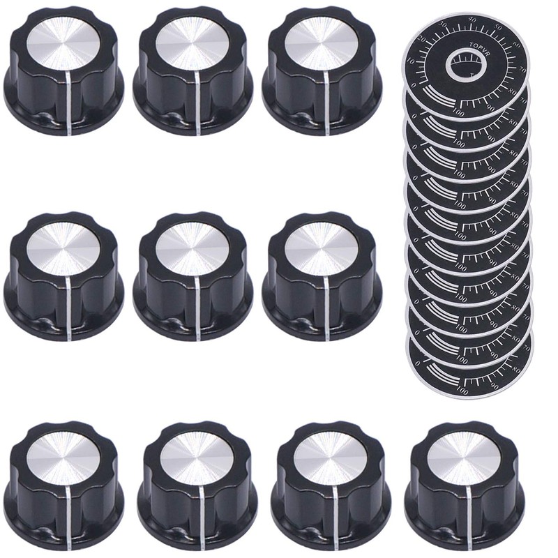 Taiss /10pcs Adjustable Rotate Button Potentiometer Control Knobs + 10pcs